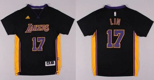 Basketball Jersey for Limited-Edition Basketball Team Jerseys-Revolution Lakers #17 Jeremy Lin Black(Purple NO.) Stitched Basketball Jersey