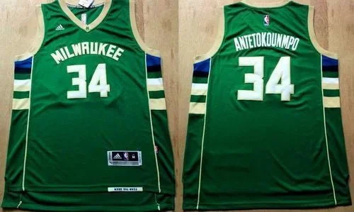 Basketball Jersey for Team Merchandise-Revolution 30 Bucks #34 Giannis Antetokounmpo Green Stitched Basketball Jersey