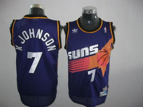 Basketball Jersey for School Spirit Jerseys for Fans-Suns #7 K Johnson Throwback Purple Stitched Basketball Jersey