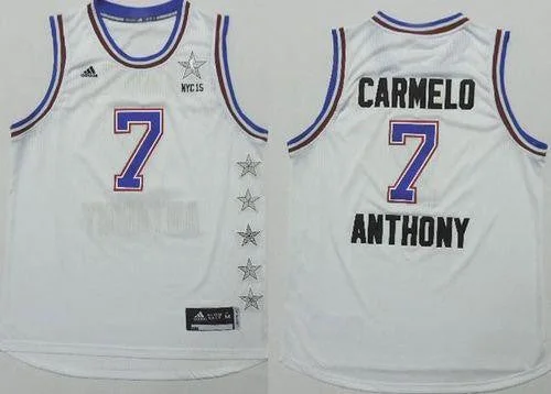 Basketball Jersey for School Spirit Jerseys for Fans-Knicks #7 Carmelo Anthony White 2015 All Star Stitched Basketball Jersey