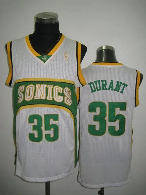 Basketball Jersey for Personalized Fan Apparel for Teams-Thunder #35 Kevin Durant White Seattle SuperSonics Style Stitched Basketball Jersey