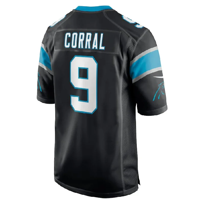 Rugby Jersey for Retro Fan Gear-C.Panthers #9 Matt Corral Black 2022 Draft Pick Player Game Jersey Stitched American Football Jerseys