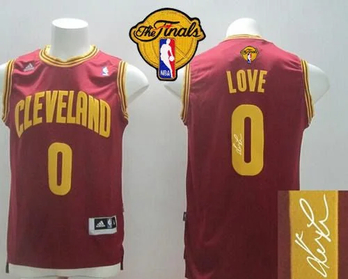 Basketball Jersey for Special Edition Fan Gear-New Revolution 30 Autographed Cavaliers #0 Kevin Love Red The Finals Patch Stitched Basketball Jersey