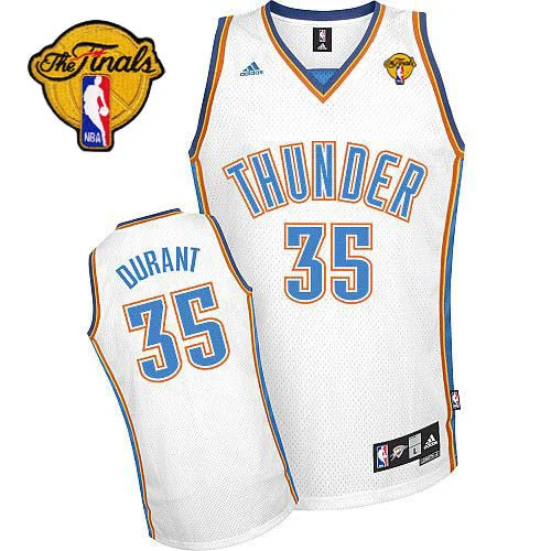 Basketball Jersey for Personalized Jerseys for Local Leagues-Thunder #35 Kevin Durant White Finals Patch Stitched Basketball Jersey