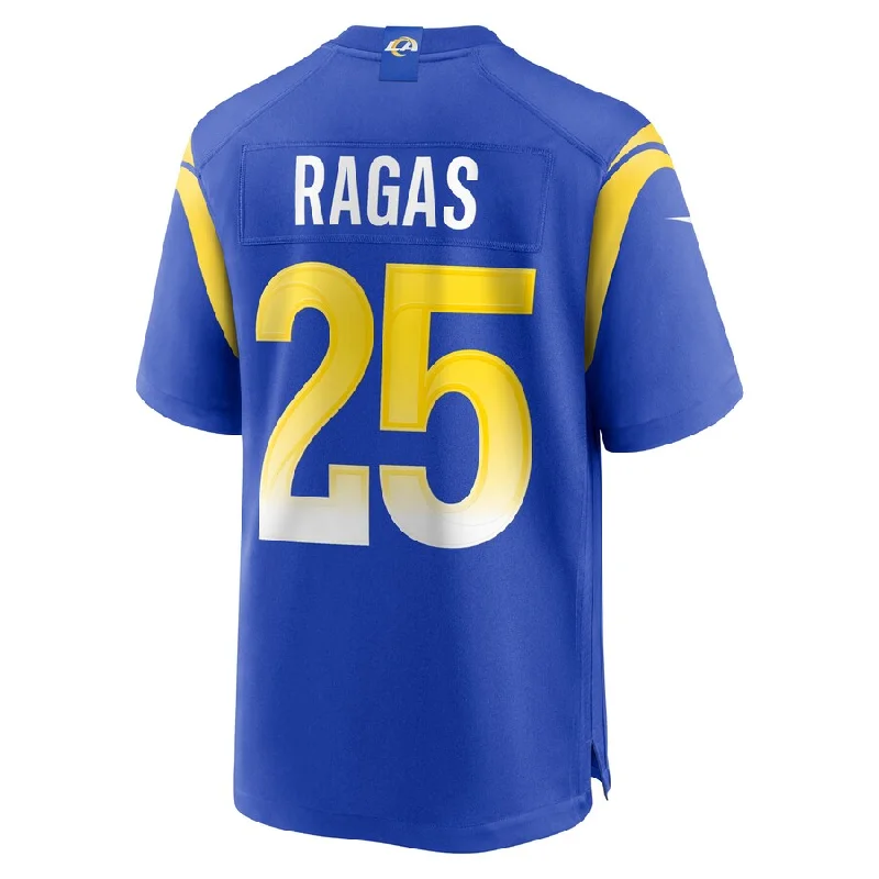 Rugby Jersey for Rugby Jerseys for Group Orders-LA.Rams #25 Trey Ragas Royal Game Player Jersey Stitched American Football Jerseys