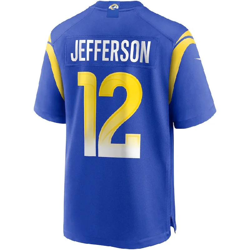 Rugby Jersey for Retro Rugby Fan Gear-LA.Rams #12 Van Jefferson Royal Player Game Jersey Stitched American Football Jerseys