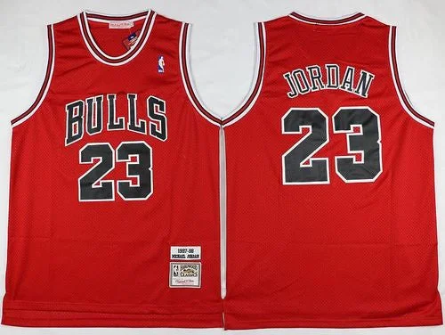 Basketball Jersey for Group Fan Gear for Basketball Games-Mitchell and Ness Bulls #23 Michael Jordan Stitched Red Throwback Basketball Jersey