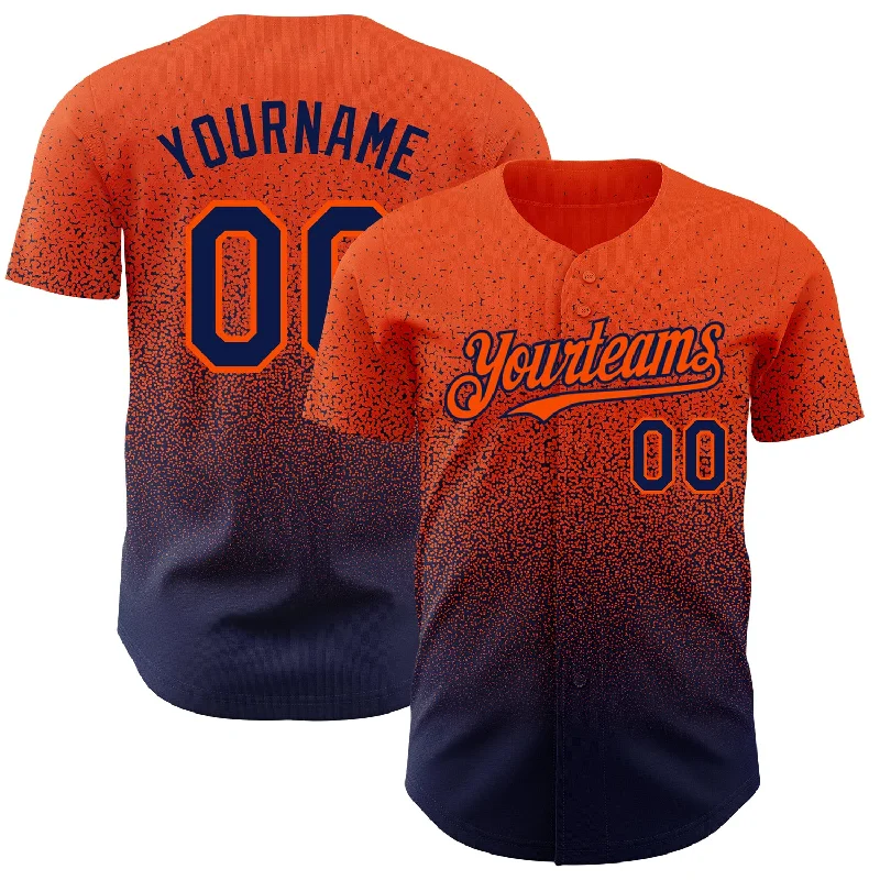 Baseball Jersey for Customized Baseball Apparel-Custom Orange Navy Authentic Fade Fashion Baseball Jersey