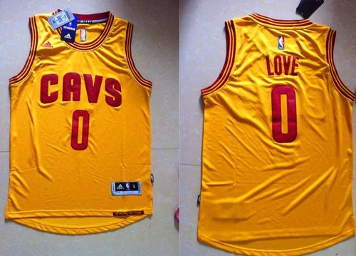 Basketball Jersey for Group Orders-Revolution 30 Cavaliers #0 Kevin Love Yellow Stitched Basketball Jersey