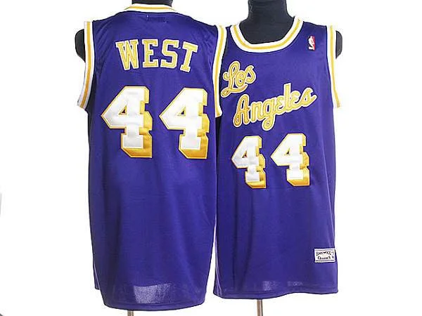 Basketball Jersey for Personalized Jerseys for Schools-Mitchell and Ness Lakers #44 Jerry West Stitched Purple Throwback Basketball Jersey