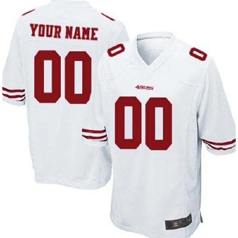 Rugby Jersey for Rugby Player Apparel for Schools-Custom SF.49ers White Game Jersey Stitched American Football Jerseys