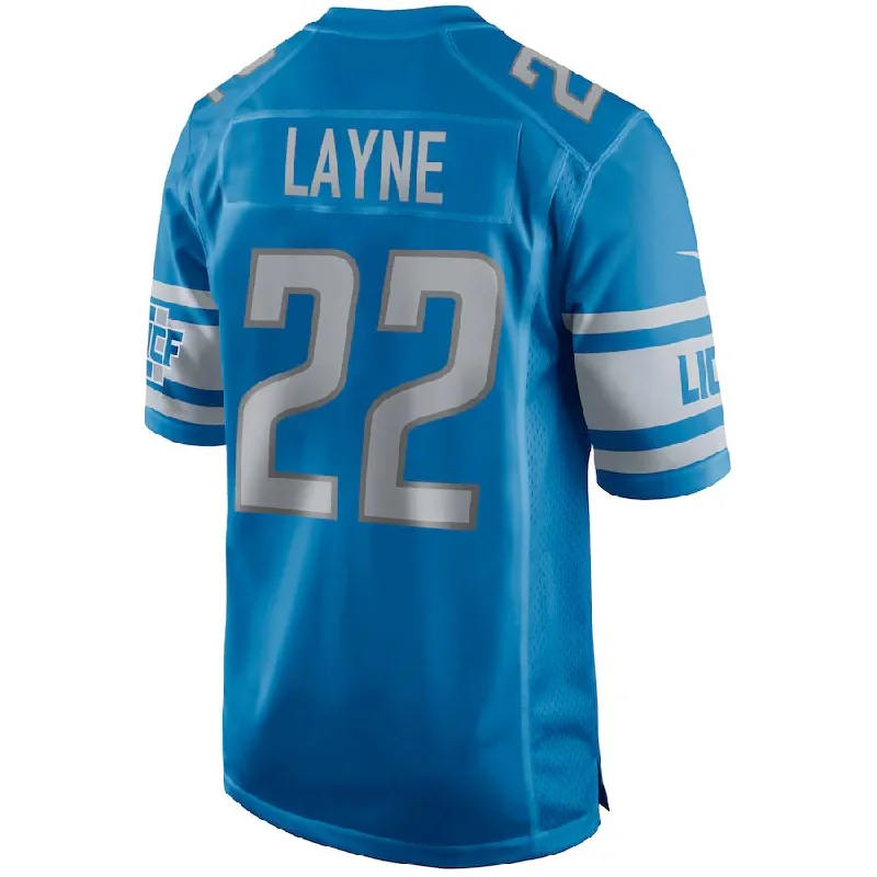 Rugby Jersey for Custom Fan Jerseys for Groups-D.Lions #22 Bobby Layne Blue Game Retired Player Jersey Stitched American Football Jerseys