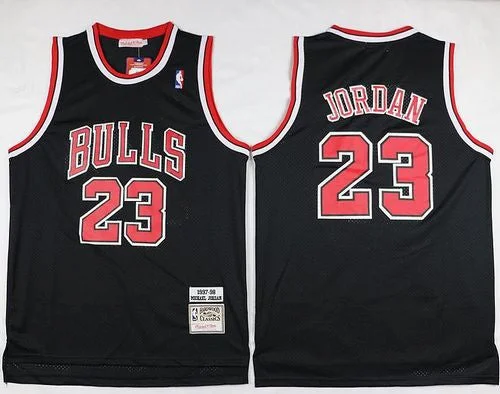 Basketball Jersey for Basketball Apparel for Basketball Leagues-Mitchell And Ness Bulls #23 Michael Jordan Black Throwback Stitched Basketball Jersey