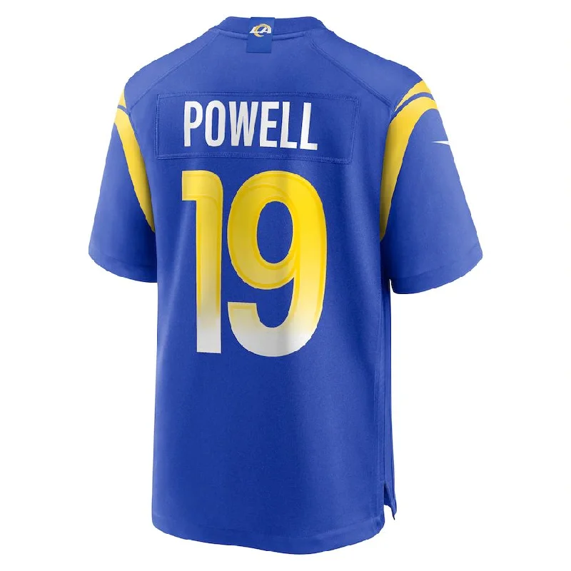 Rugby Jersey for Youth Rugby Leagues-LA.Rams #19 Brandon Powell Royal Game Jersey Stitched American Football Jerseys