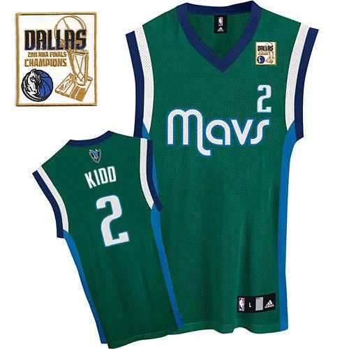 Basketball Jersey for Custom Team Uniforms for Schools-Mavericks 2011 Champion Patch #2 Jason Kidd Green Stitched Basketball Jersey