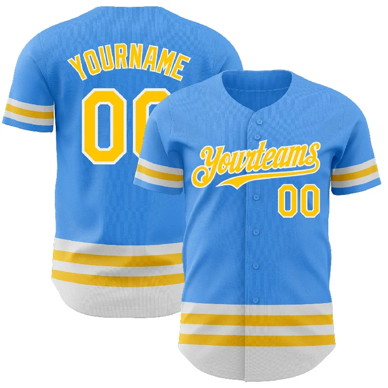 Baseball Jersey for Special Baseball Tournament Jerseys-Custom Electric Blue Yellow-White Line Authentic Baseball Jersey