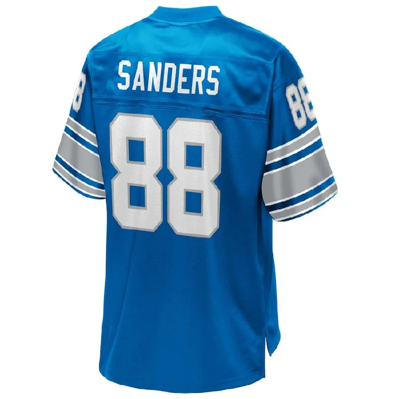 Rugby Jersey for Custom Jerseys for School Teams-D.Lions #88 Charlie Sanders Pro Line Royal Replica Retired Player Jersey Stitched American Football Jerseys