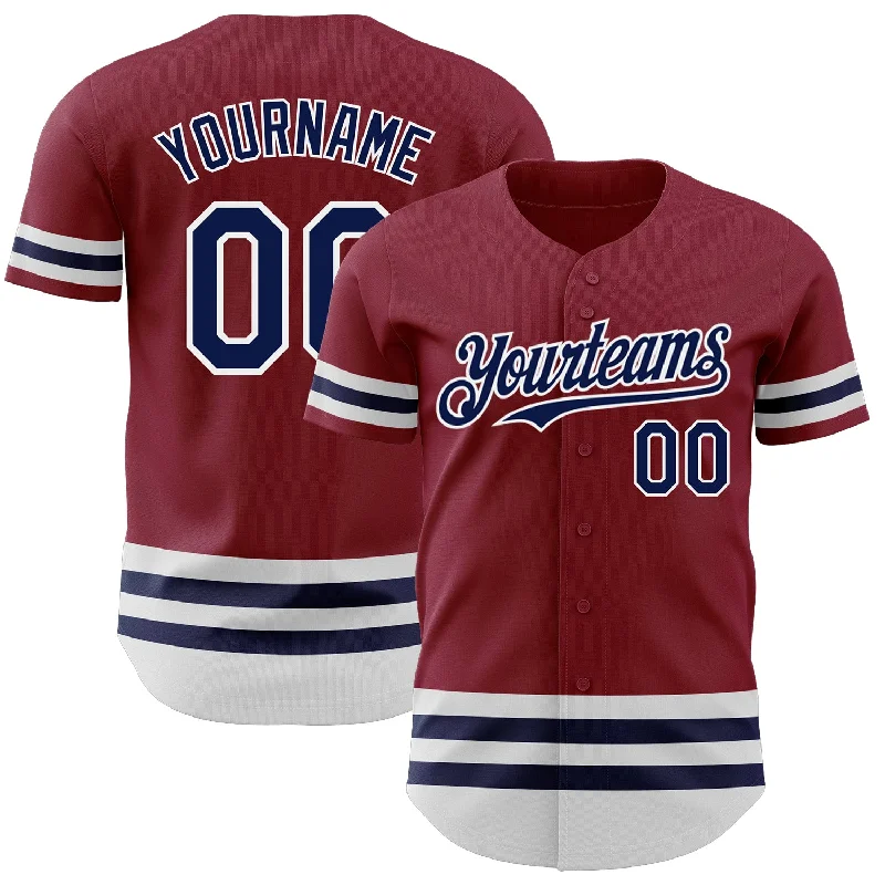 Baseball Jersey for Custom Team Apparel for Schools-Custom Crimson Navy-White Line Authentic Baseball Jersey