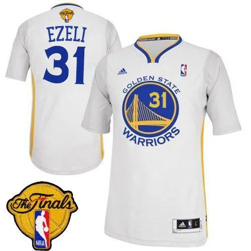 Basketball Jersey for Fun Basketball Tournaments-Revolution 30 Warriors #31 Festus Ezeli White Alternate The Finals Patch Stitched Basketball Jersey