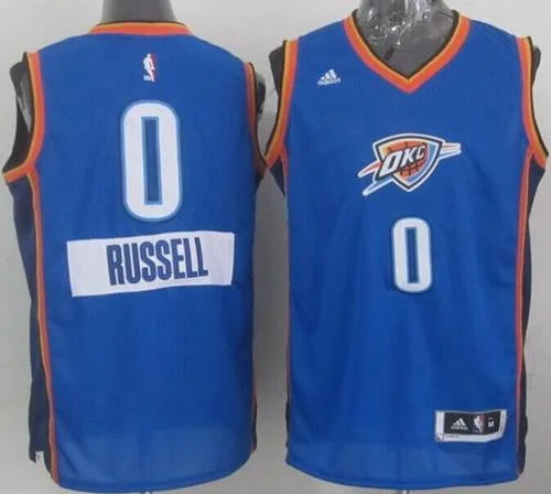 Basketball Jersey for Championship Games-Thunder #0 Russell Westbrook Blue 2014-15 Christmas Day Stitched Basketball Jersey