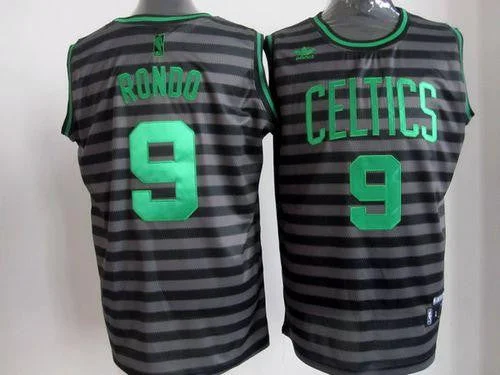 Basketball Jersey for Retro Fan Gear-Celtics #9 Rajon Rondo Black/Grey Groove Embroidered Basketball Jersey