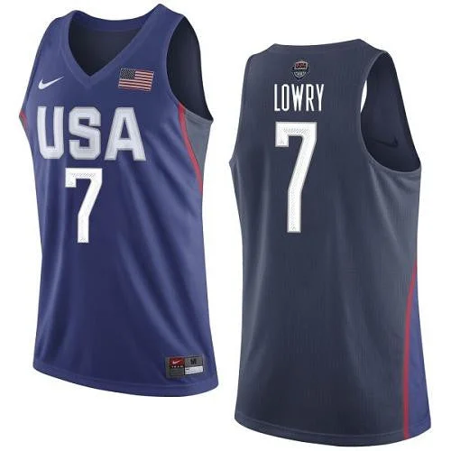 Basketball Jersey for Sports Fundraisers-Team USA #7 Kyle Lowry Navy Blue 2016 Dream Team Game Basketball Jersey