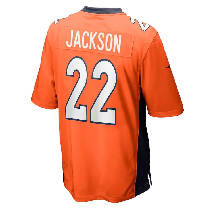 Rugby Jersey for Custom Name Jerseys-D.Broncos #22 Kareem Jackson Orange Game Jersey Stitched American Football Jerseys