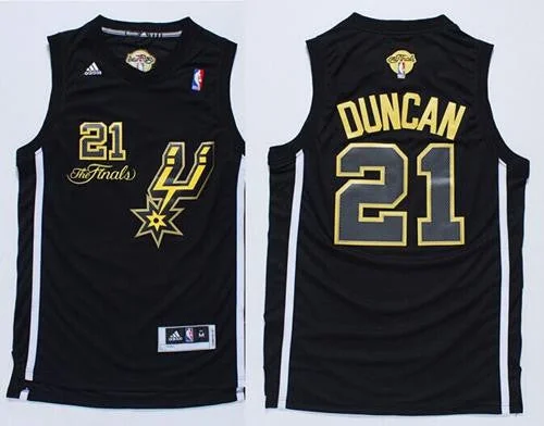 Basketball Jersey for Personalized Jerseys for Events-Spurs #21 Tim Duncan Black(Gold No.) Champions Stitched Basketball Jersey