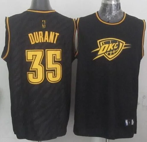 Basketball Jersey for Limited-Edition Basketball Team Jerseys-Thunder #35 Kevin Durant Black Precious Metals Fashion Stitched Basketball Jersey