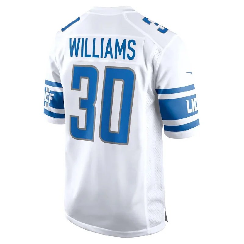 Rugby Jersey for Collector Rugby Jerseys-D.Lions #30 Jamaal Williams White Player Game Jersey Stitched American Football Jerseys