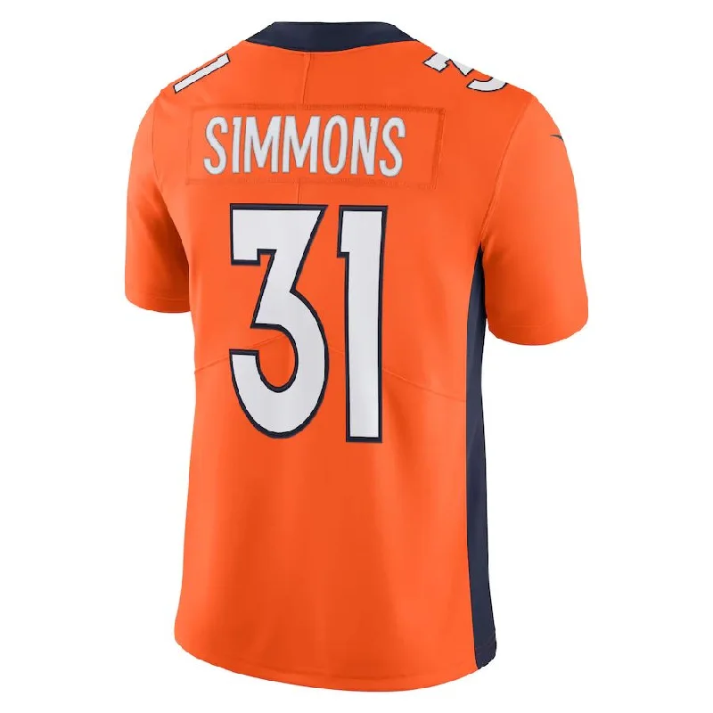 Rugby Jersey for Custom Team Logos for Fans-D.Broncos #31 Justin Simmons Orange Vapor Limited Jersey Stitched American Football Jerseys