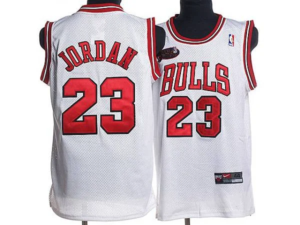 Basketball Jersey for Basketball Supporter Merchandise-Bulls #23 Michael Jordan Stitched White Champion Patch Basketball Jersey