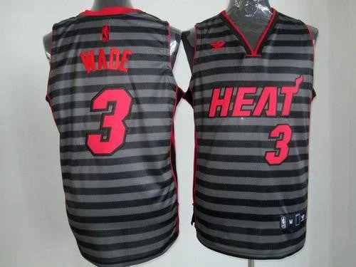 Basketball Jersey for Sports Apparel for All Ages-Heat #3 Dwyane Wade Black/Grey Groove Stitched Basketball Jersey