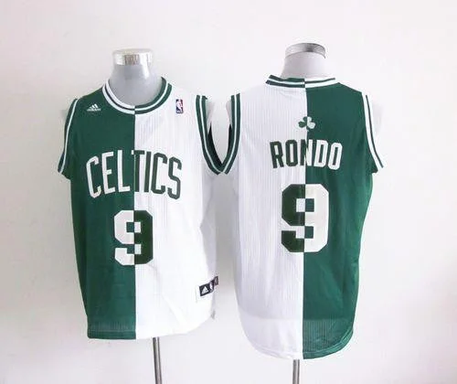 Basketball Jersey for Retro Basketball Jerseys-Celtics #9 Rajon Rondo Green/White Split Fashion Embroidered Basketball Jersey