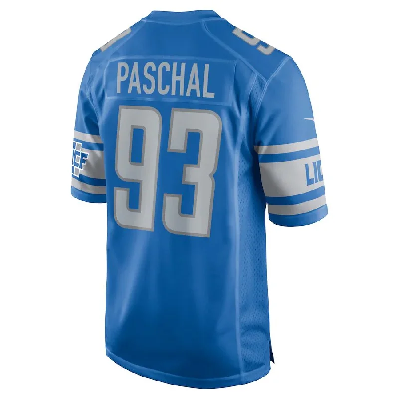 Rugby Jersey for Rugby Fan Gifts for Birthdays-D.Lions #93 Josh Paschal Blue Player Game Jersey Stitched American Football Jerseys