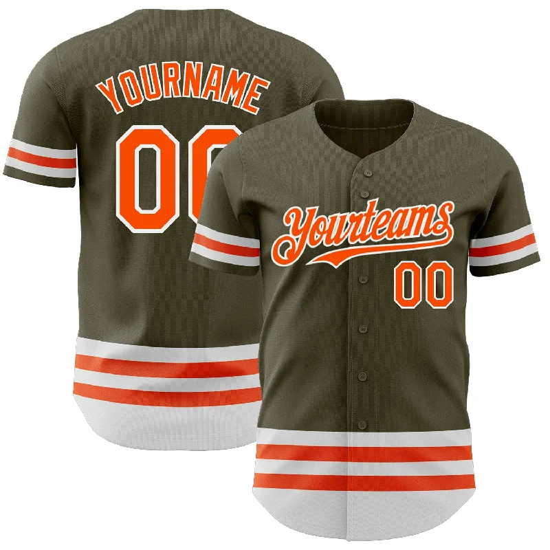 Baseball Jersey for Special Edition Jerseys-Custom Olive Orange-White Line Authentic Salute To Service Baseball Jersey