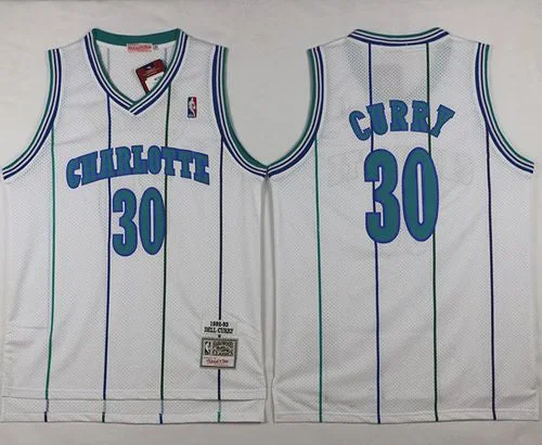 Basketball Jersey for Custom Fan Jerseys for Players-Mitchell And Ness Hornets #30 Dell Curry White Throwback Stitched Basketball Jersey