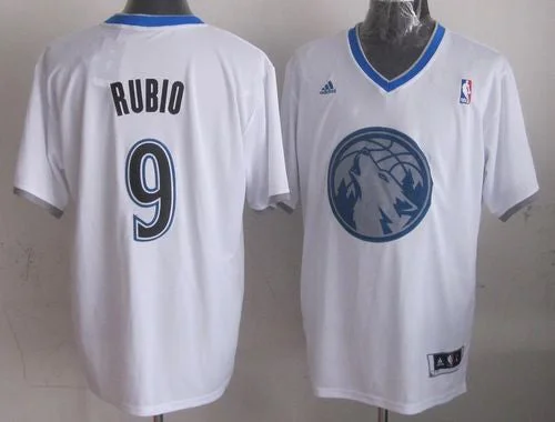 Basketball Jersey for School Sports Gear-Timberwolves #9 Ricky Rubio White 2013 Christmas Day Swingman Stitched Basketball Jersey