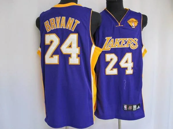 Basketball Jersey for School Sports Gear-Lakers #24 Kobe Bryant Stitched Purple Final Patch Basketball Jersey