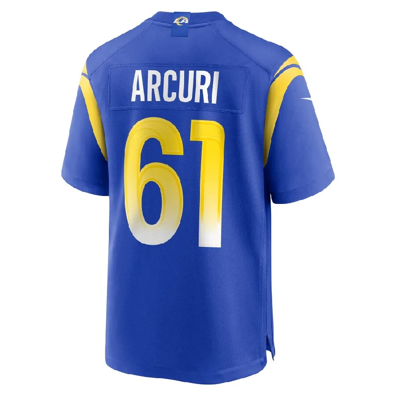 Rugby Jersey for Group Fan Merchandise-LA.Rams #61 AJ Arcuri Royal Game Player Jersey Stitched American Football Jersey