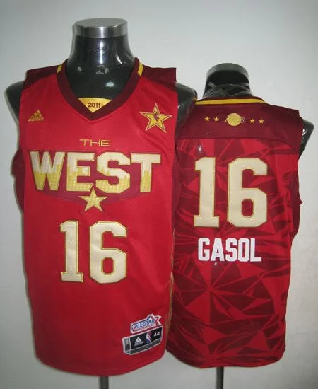 Basketball Jersey for Youth Basketball Teams-2011 All Star Lakers #16 Pau Gasol Red Stitched Basketball Jersey