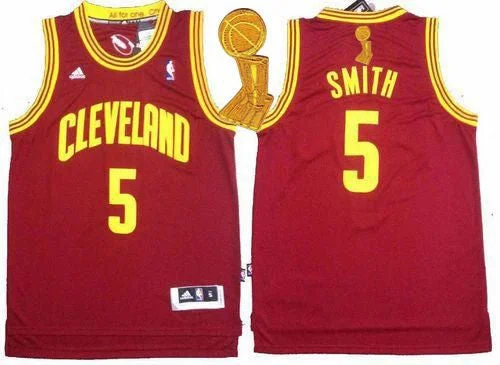 Basketball Jersey for Basketball Jerseys for Group Orders-Revolution 30 Cavaliers #5 J.R. Smith Red The Champions Patch Stitched Basketball Jersey