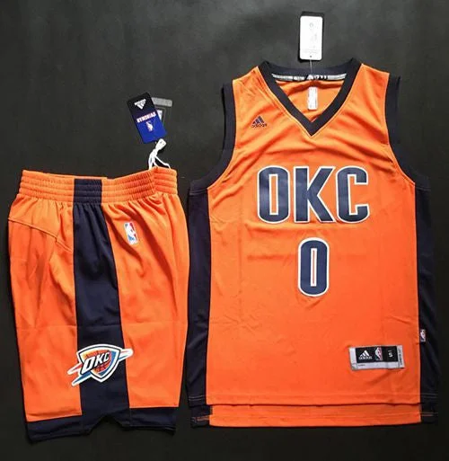 Basketball Jersey for Custom Jerseys for Fan Support-Thunder #0 Russell Westbrook Orange Alternate A Set Stitched Basketball Jersey