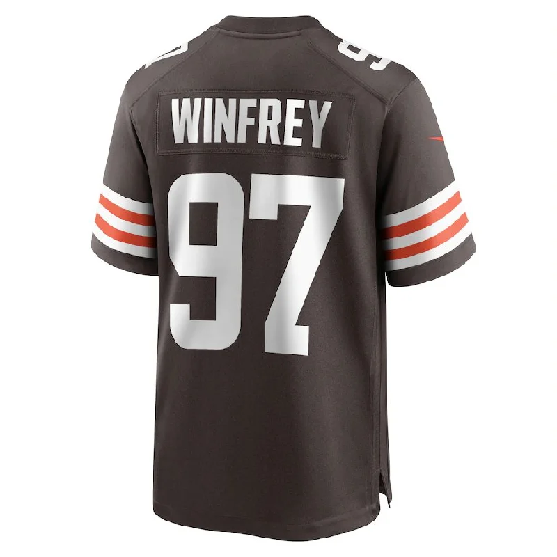 Rugby Jersey for Personalized Jerseys for Fan Clubs-C.Browns #97 Perrion Winfrey Brown Game Player Jersey Stitched American Football Jerseys