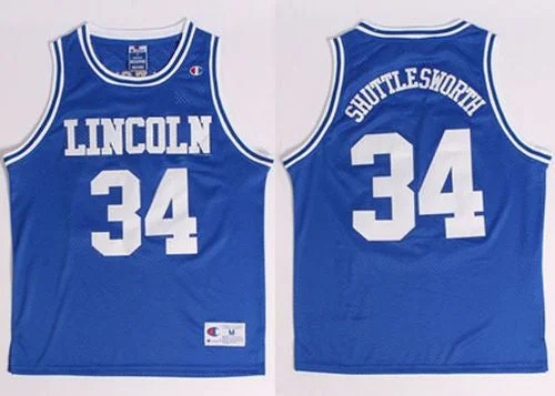 Basketball Jersey for Professional Basketball Team Gear-Lincoln He Got Game #34 Jesus Shuttlesworth Blue Stitched Basketball Basketball Jersey