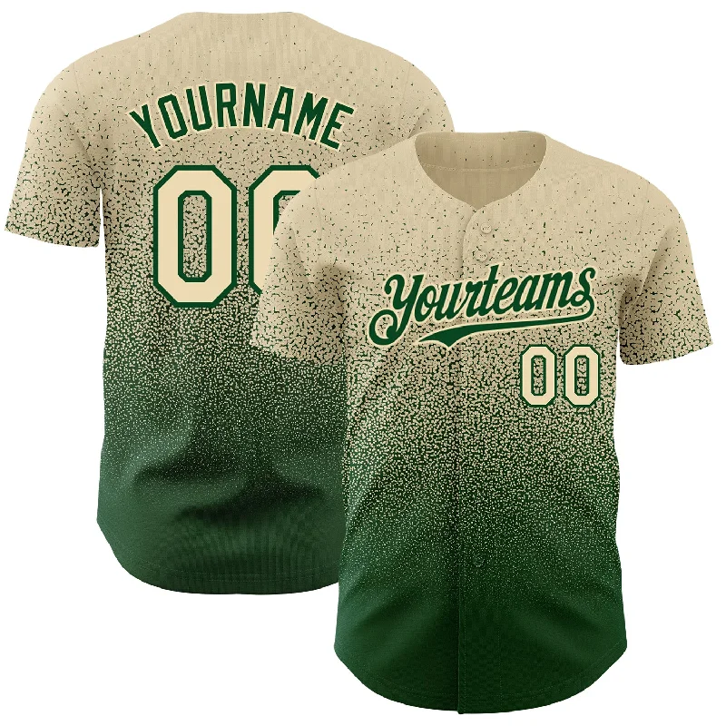 Baseball Jersey for Personalized Sports Apparel-Custom Cream Green Authentic Fade Fashion Baseball Jersey