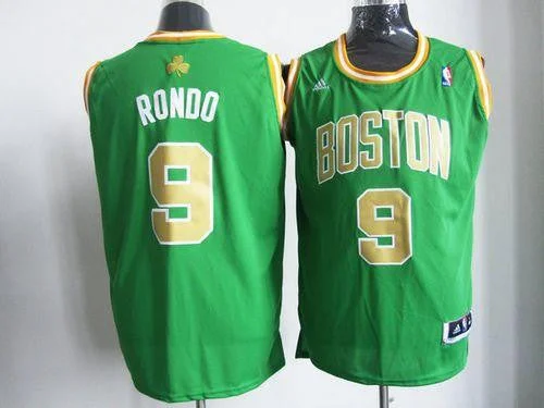 Basketball Jersey for Personalized Fan Gifts-Celtics #9 Rajon Rondo Green(Gold NO.) Revolution 30 Stitched Basketball Jersey