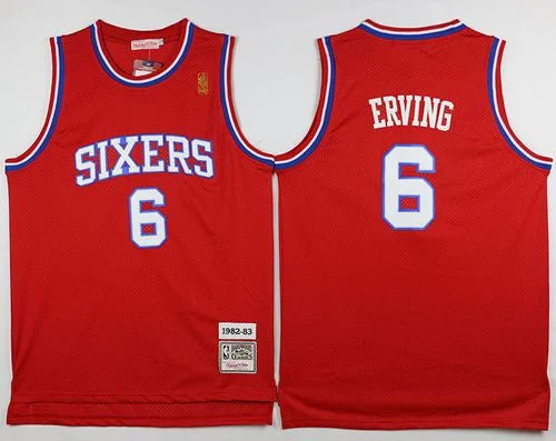 Basketball Jersey for Exclusive Basketball Team Apparel-Throwback 76ers #6 Julius Erving Stitched Red Basketball Jersey