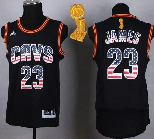 Basketball Jersey for Official Team Jerseys-Cavaliers #23 LeBron James Black USA Flag Fashion The Champions Patch Stitched Basketball Jersey