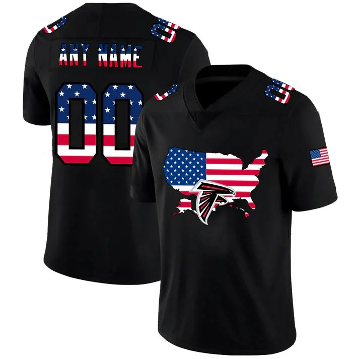 Rugby Jersey for Custom Fan Gear-Custom A.Falcons Football Black Limited Fashion Flag Stitched American Football Jerseys